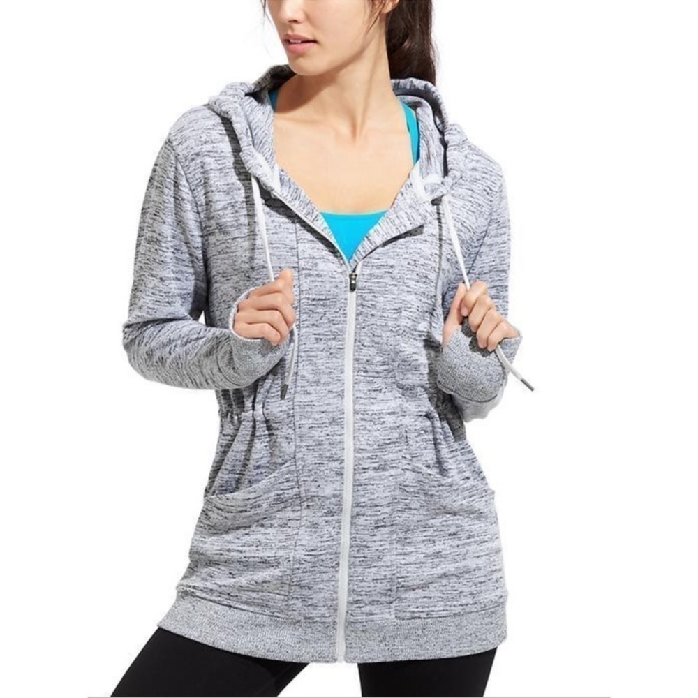 Athleta Blissful CYA Zip Up Hoodie Jacket Small Heather Gray